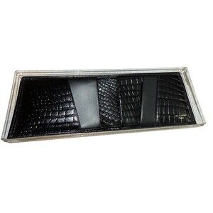 Beau Brummel Black Alligator Calf Leather Bi-Fold Wallet